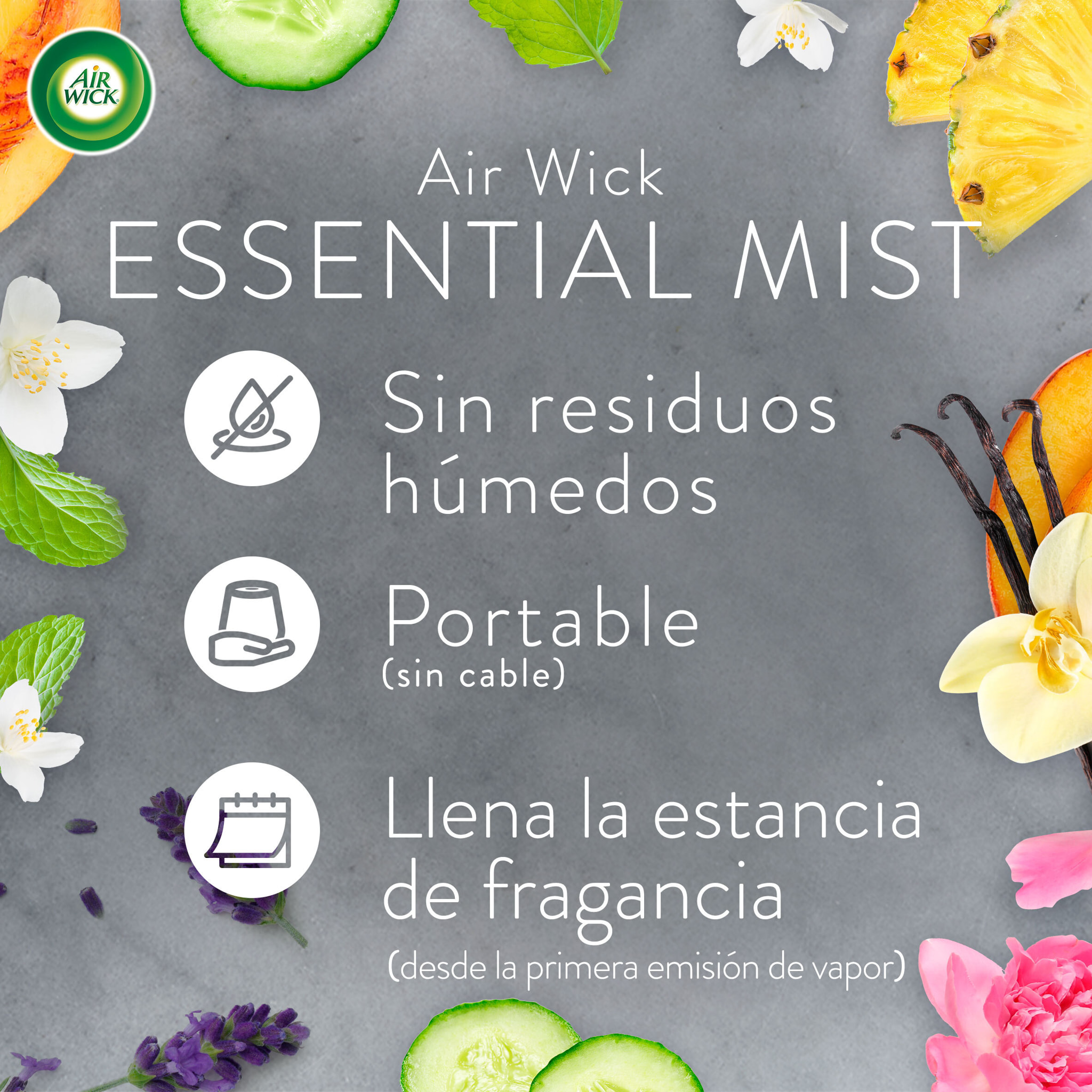 Air Wick Essential Mist - Ambientador difusor aceites esenciales para casa con aroma a Explosión Cítrica Energizante - Aparato y Recambio