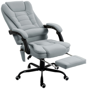 Fauteuil de bureau direction massant inclinable réglable repose-pied coussin lombaires synthétique gris
