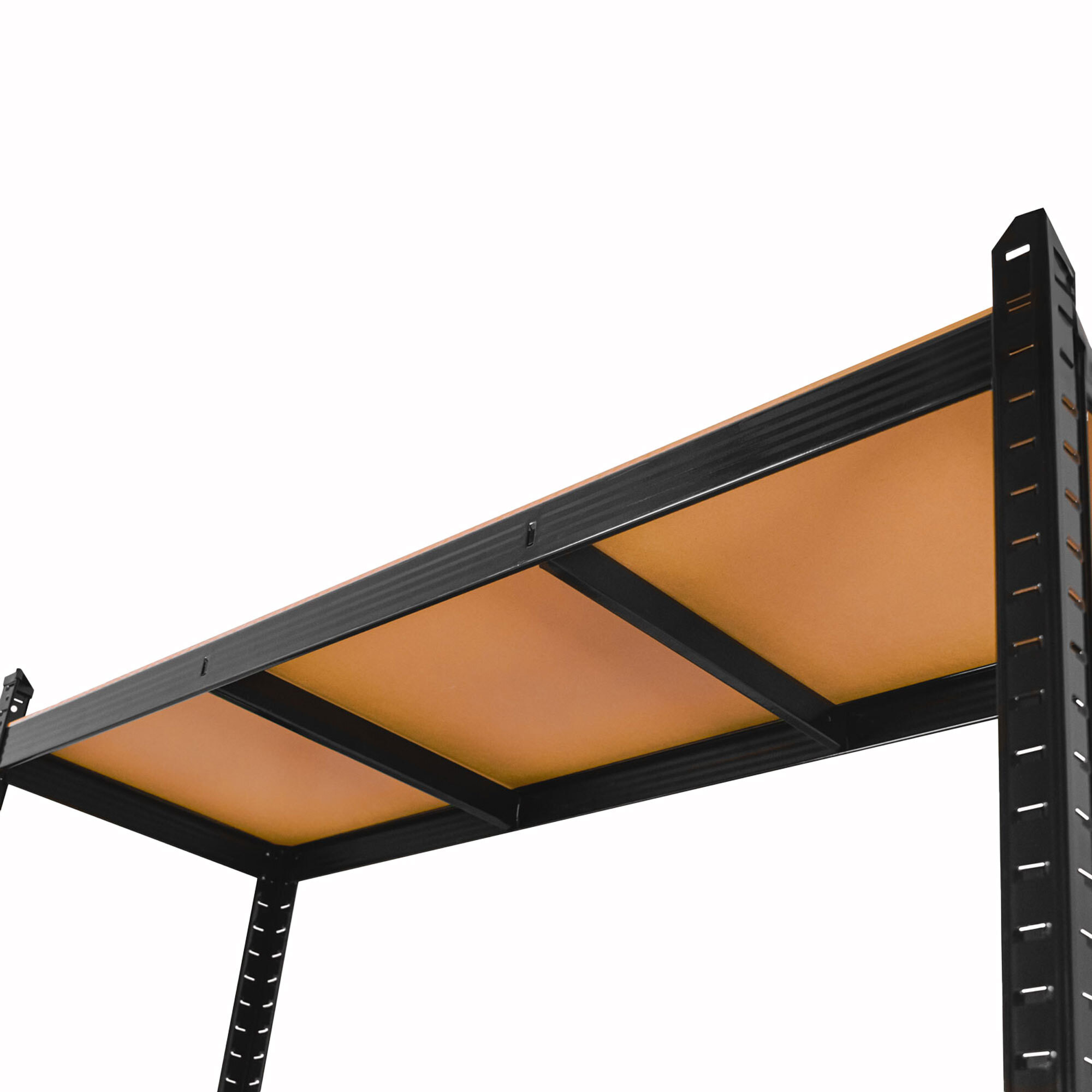 Brace 75 - Scaffale in metallo 150x73x30 cm 4 ripiani carico max 700 Kg Scaffalatura per Garage in Metallo e MDF Nero