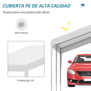 Carpa Garaje para Coche 4x4m Gazebo de Jardín con Accesorios para Fiestas Blanco