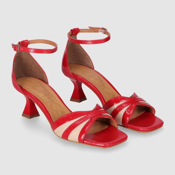 Sandalias - Rojo - Tacón: 4 cm