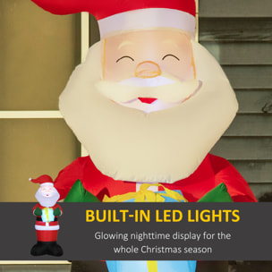 Outsunny Babbo Natale Gonfiabile con Regalo, 3 Luci LED e Gonfiatore Incluso, 77x68x184cm