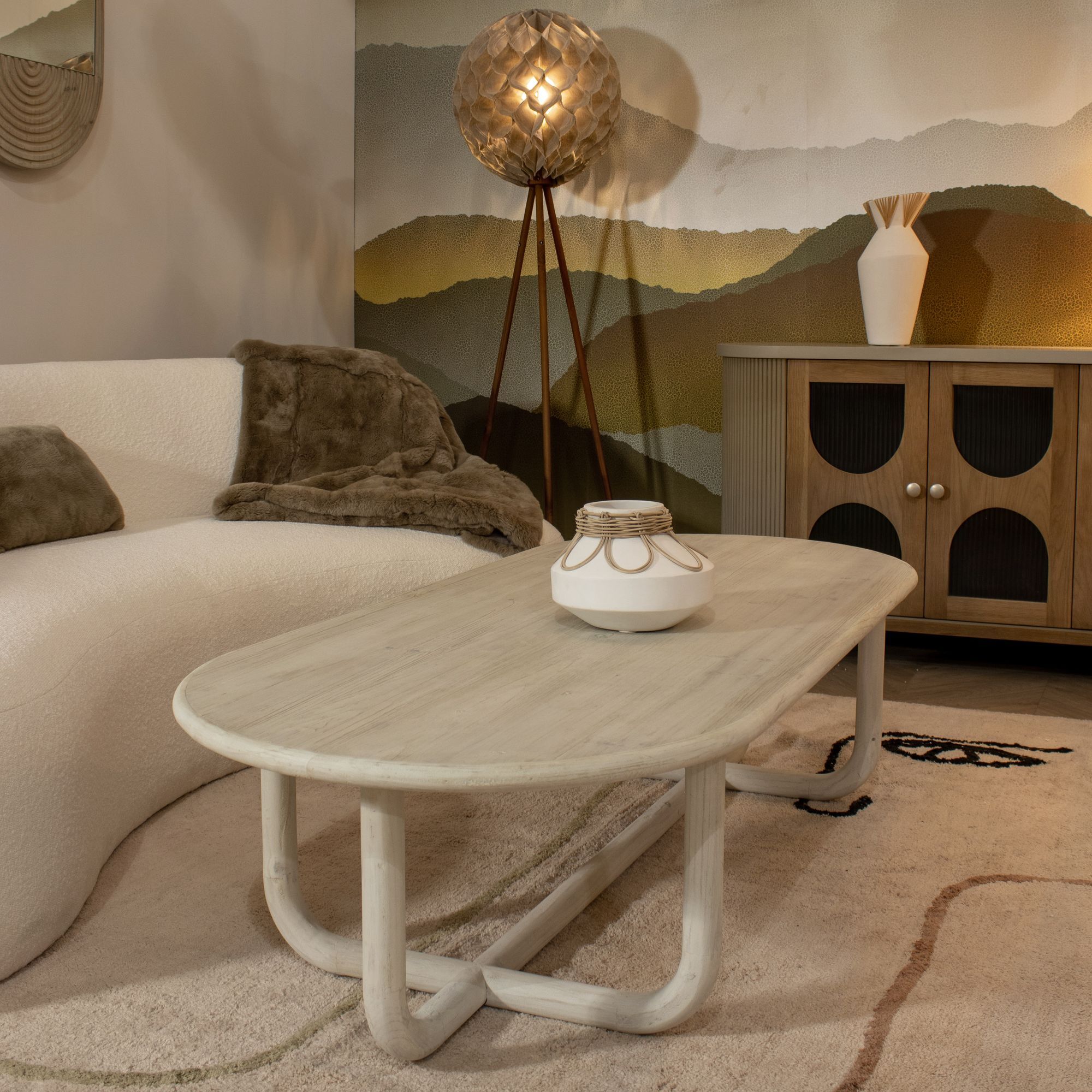 Table basse en pin recyclé KRISTEN