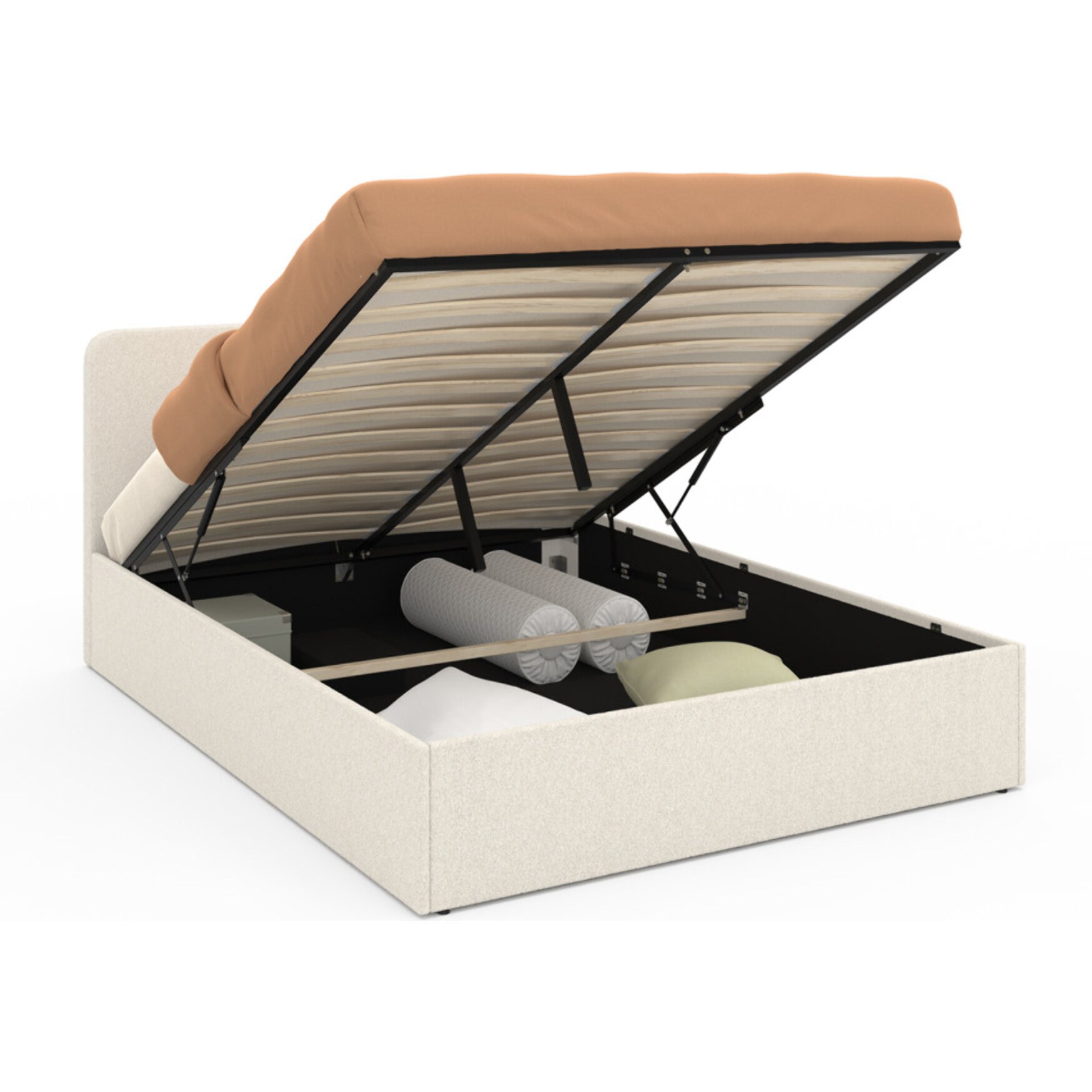 Lit coffre Louise 140x190cm tissu bouclette