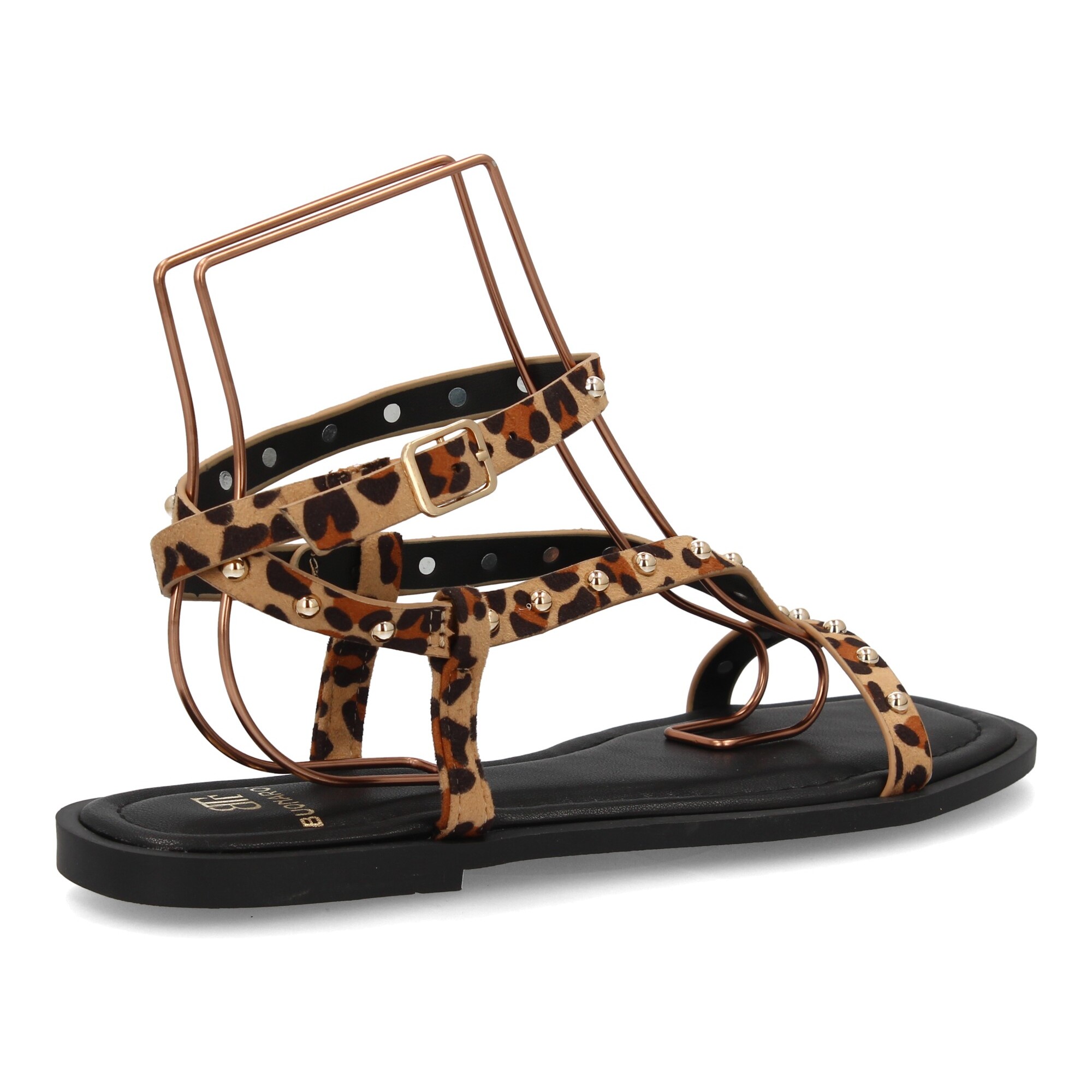 Sandalia plana mujer con tachuelas metálicas