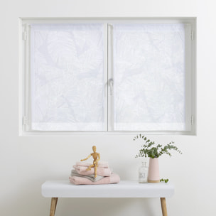 Lot de 2 voilages "Feuille" - motifs dévorés blanc 60x90 cm