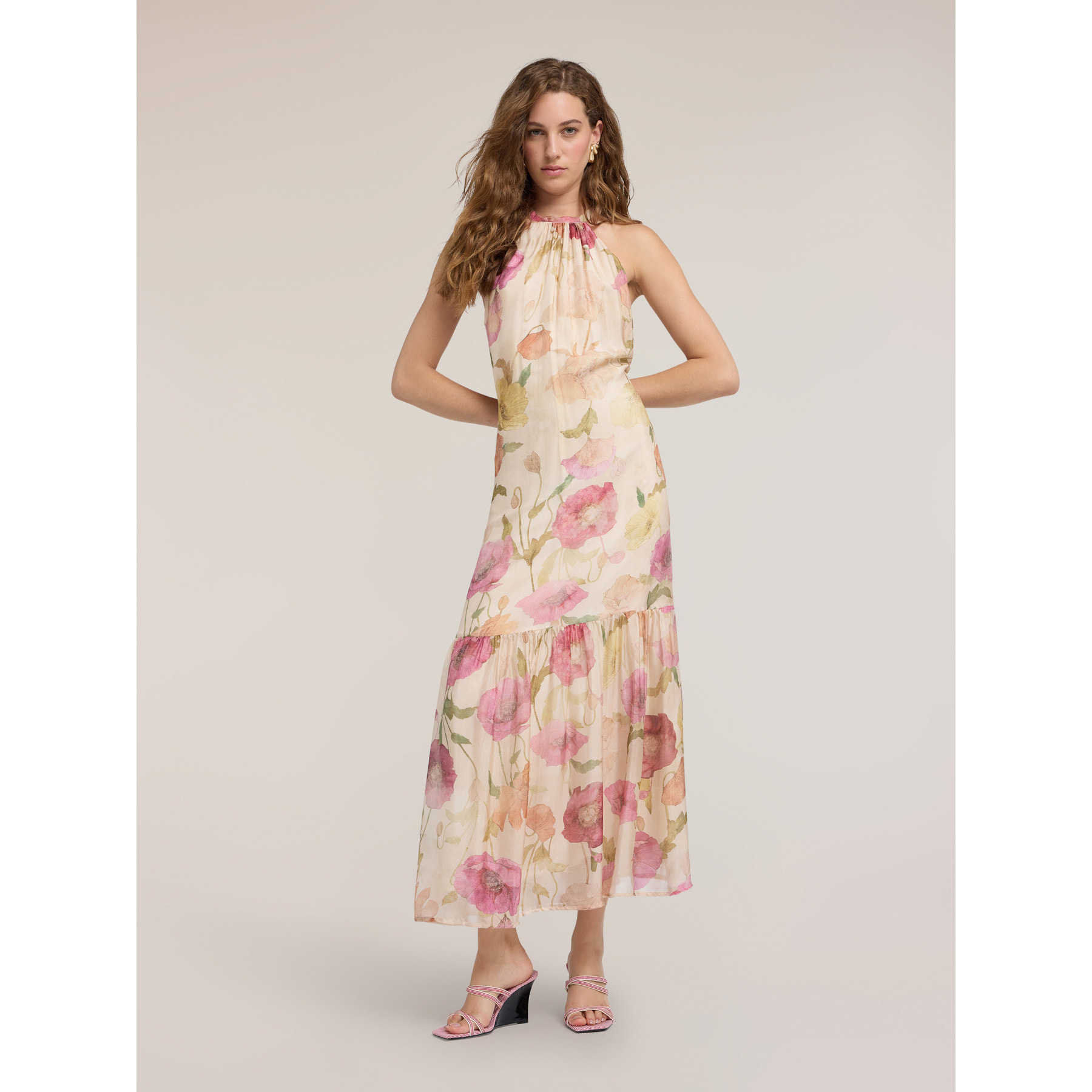 Motivi - Maxi dress in chiffon con stampa - Beige