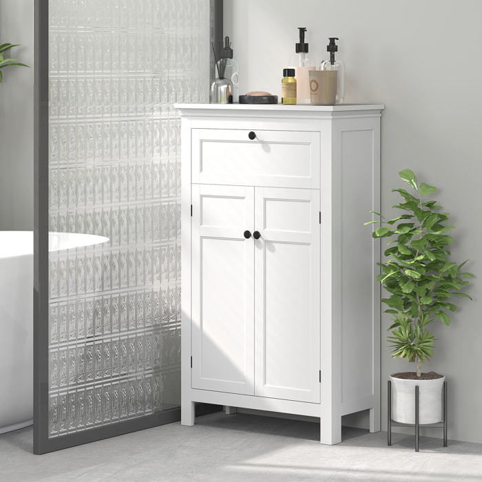 Mueble de Baño Columna de Baño con Cajón 2 Puertas y Estantes Ajustables Armario de Baño Moderno 60x30x102,5 cm Blanco