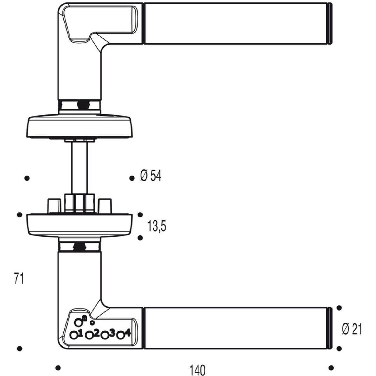 0820055 Ens a code handle sur rosace chromé gamme velours 4320 gauche