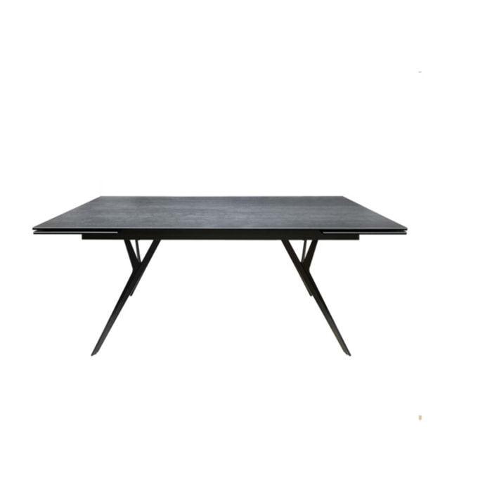 Table extensible 180 à 260 cm céramique gris pieds métal noir - FLY