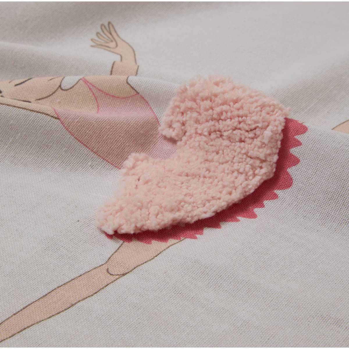 Rideau Tufy 260x140cm Blanc Imprimé Ballerines Roses