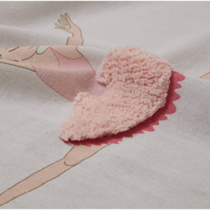 Rideau Tufy 260x140cm Blanc Imprimé Ballerines Roses