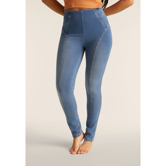 Jeggings N.O.W. skinny vita alta con impunture decorative