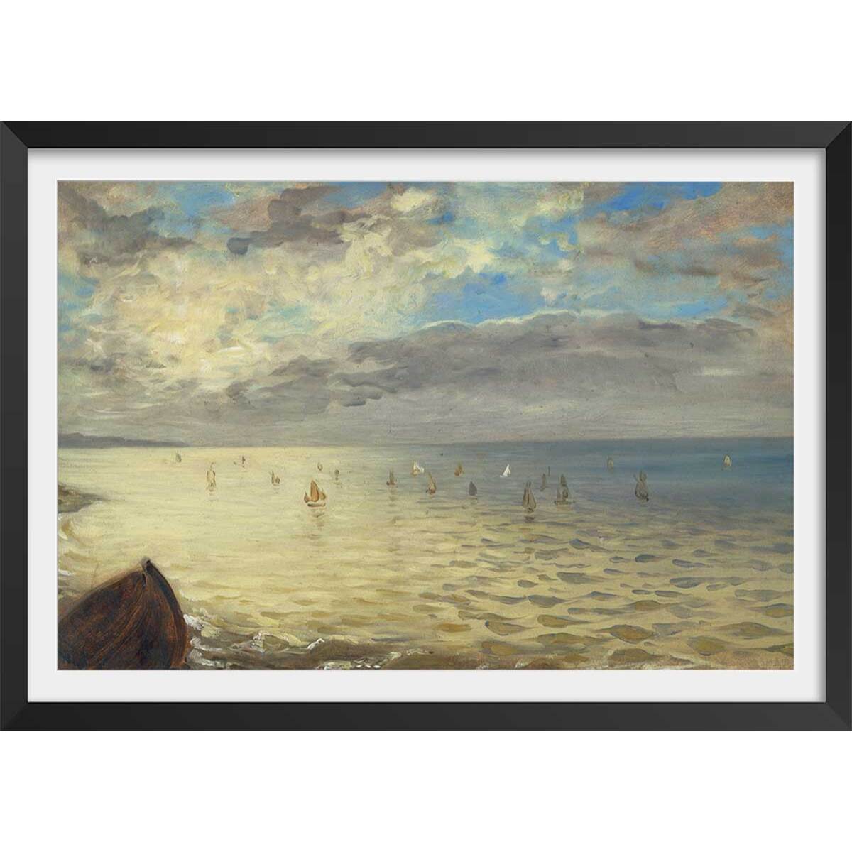 Poster La mer à Dieppe - Eugene Delacroix Affiche + cadre en bois - Noir