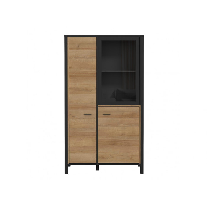 Vitrine 3 portes en bois effet chêne - MIAMI