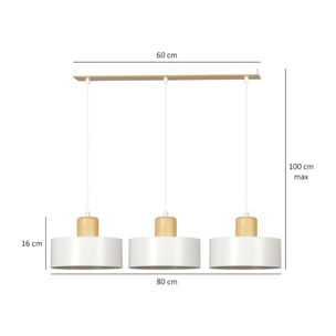 Lampada a sospensione Torin in acciaio bianco e legno naturale
