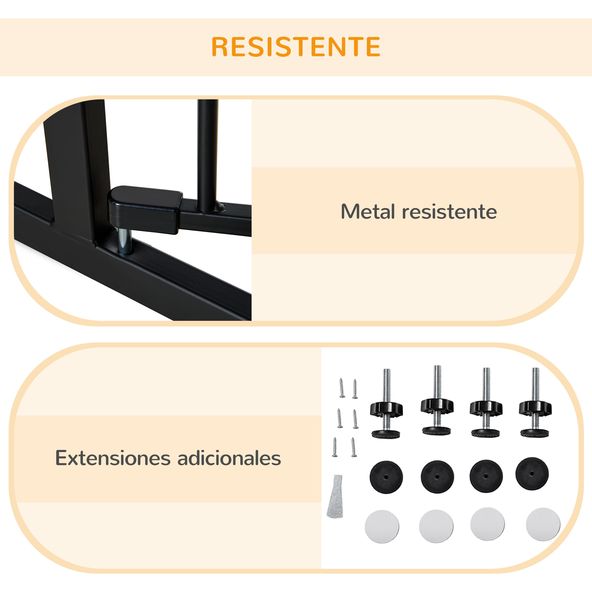 Barrera de Seguridad Extensible Puertas y Escaleras Metálica para Perros y Bebé Barrera Puertas Mascota 76-107x76 cm