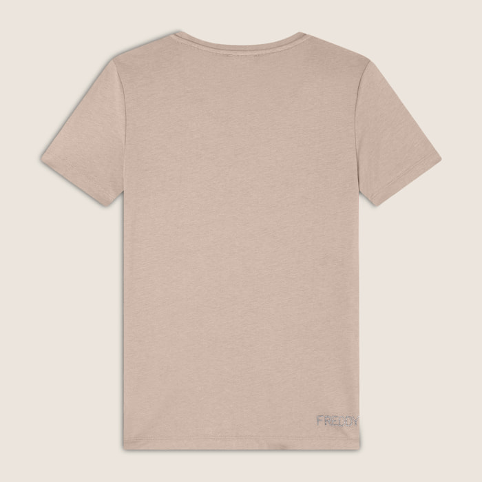 T-Shirt in jersey modal con Logo FY e Dettagli in Strass