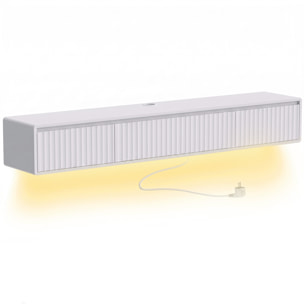 Meuble TV design suspendu flottant LED station charge intégrée blanc