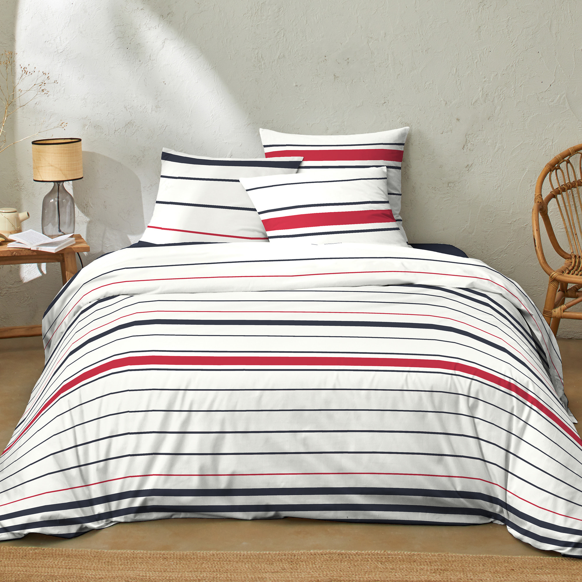 Parure Housse De Couette Maree Marine + 2 Taies D'oreillers