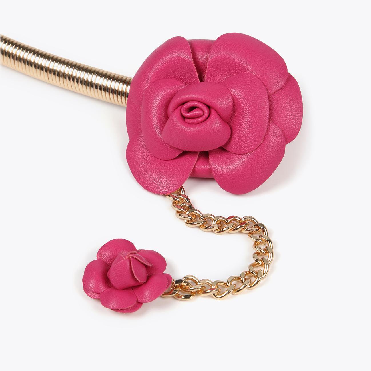 Cintura elasticizzata metallo fiori effetto pelle