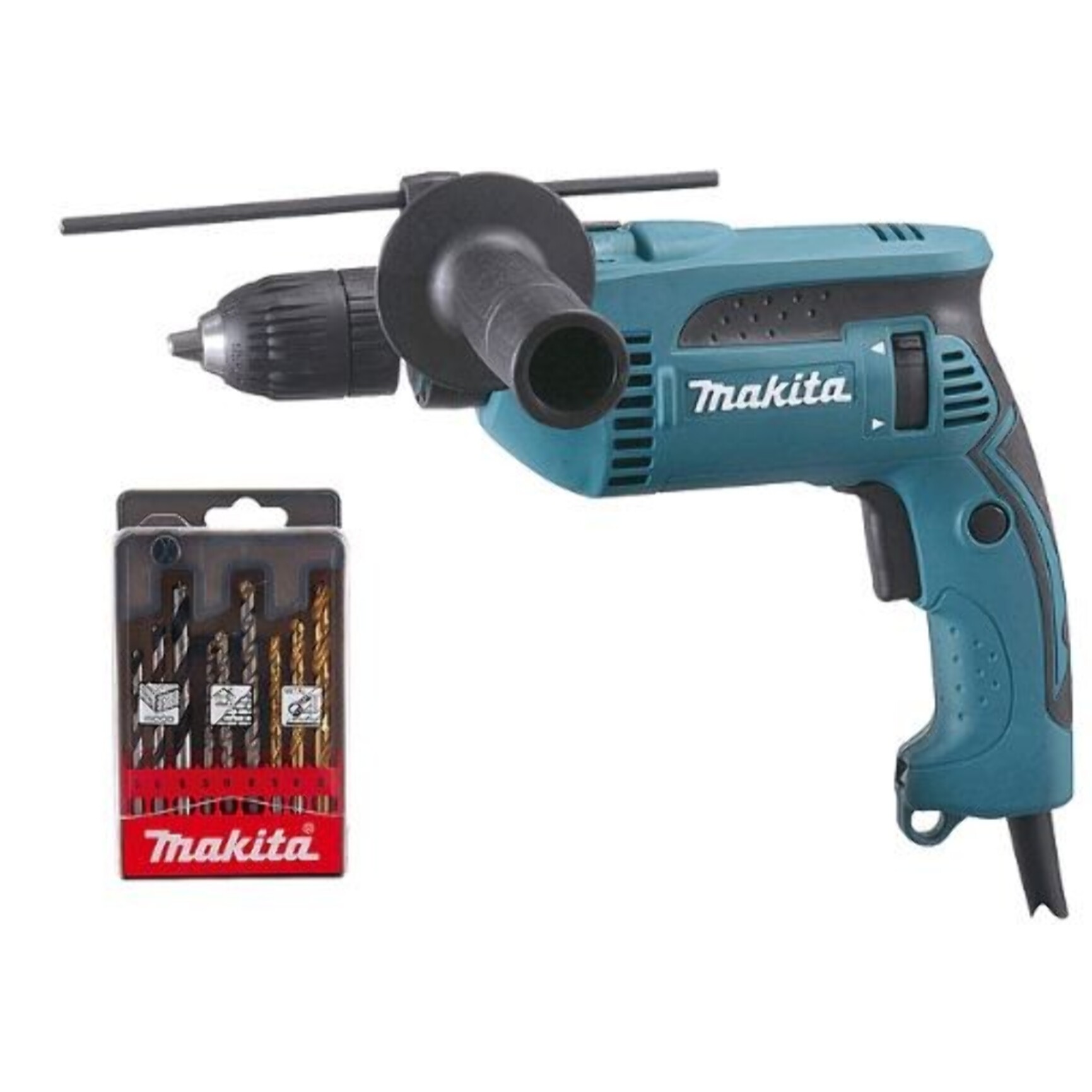 Perceuse à percussion MAKITA Ø 13 mm 680W + Coffret de forêts OFFERTS - HP1641K1X