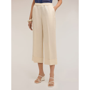 Motivi - Pantaloni cropped in misto lino - Beige