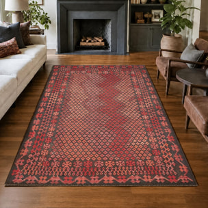 Tapis kilim, motif géométrique authentique, laine naturelle, KUKUNO