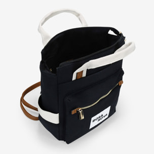 Mochila de canvas negra con bolsillos