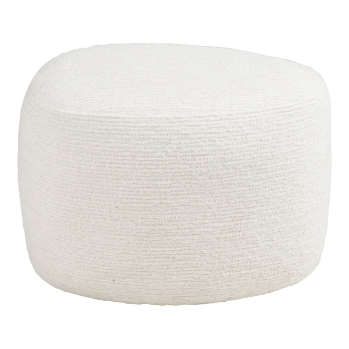Hilo - Pouf in chenille bianco panna 55x40x39 cm