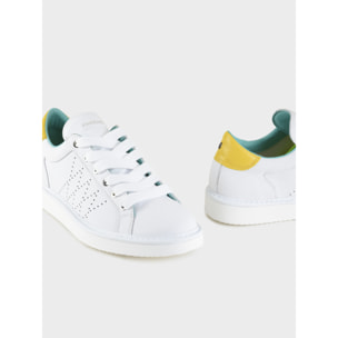 ZAPATO CON CORDONES HOMBRE P01 DE PIEL BLANCO AMARILLO CALABAZA