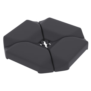 Base para Sombrilla de 4 Piezas, para Cantilever y de Doble Cara, Soporte para Parasol de HDPE Rellenable con Agua 77 kg o Arena 100 kg, para Jardín, Patio, Terraza, Negro