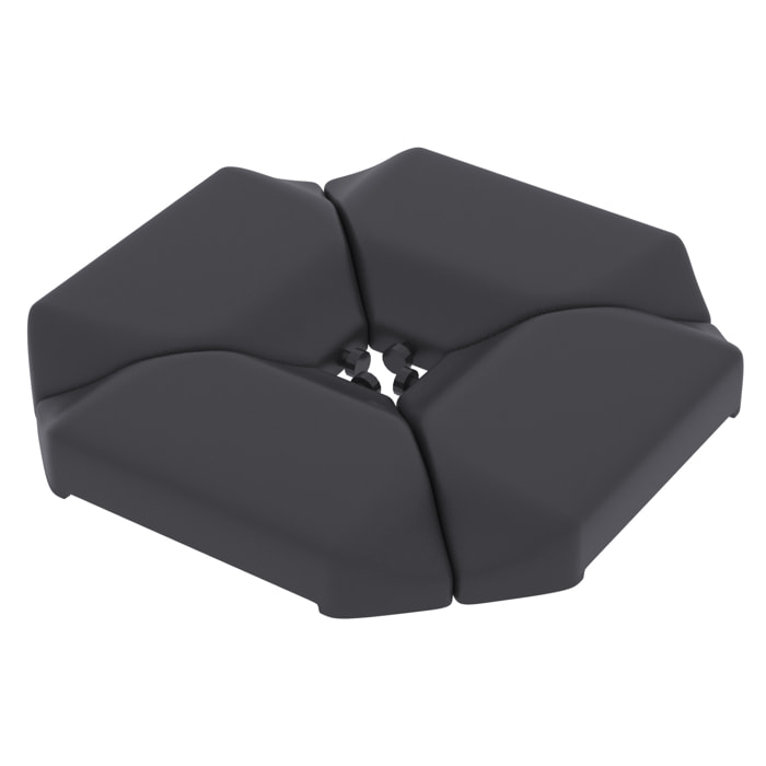 Base para Sombrilla de 4 Piezas, para Cantilever y de Doble Cara, Soporte para Parasol de HDPE Rellenable con Agua 77 kg o Arena 100 kg, para Jardín, Patio, Terraza, Negro