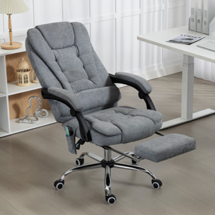 Fauteuil de bureau direction massant chauffant hauteur réglable dossier inclinable tissu gris foncé