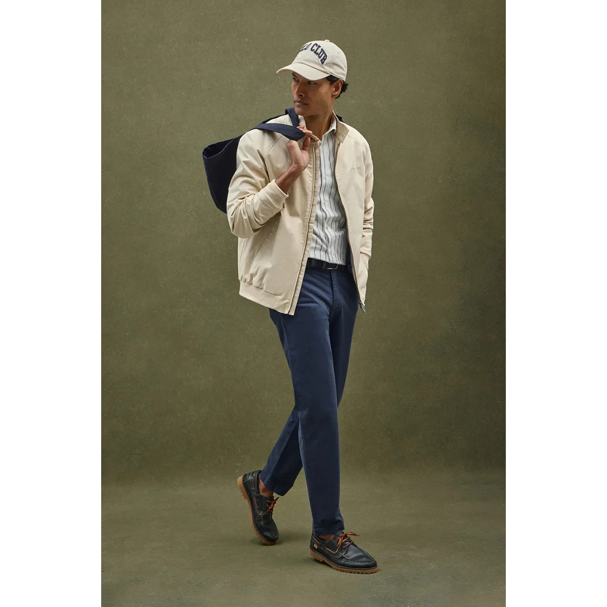 Giubbotto Harrington Bowery beige con ricamo Polo Club