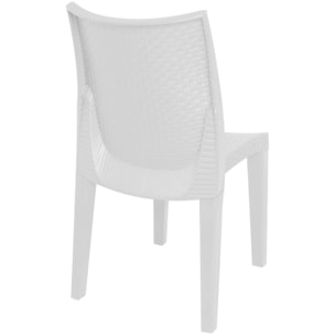 Sedia da esterno Ravenna, Seduta da giardino, Sedia per tavolo da pranzo, Poltrona outdoor effetto rattan, 100 % Made in Italy, Set da 4, Cm 48x55h86, Bianco