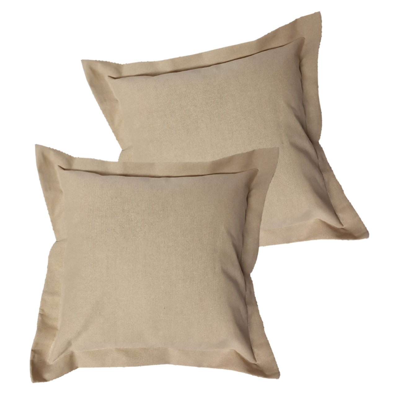 Coppia cuscini arredo beige fodera 100% cotone riciclato imbottitura 100% polistere