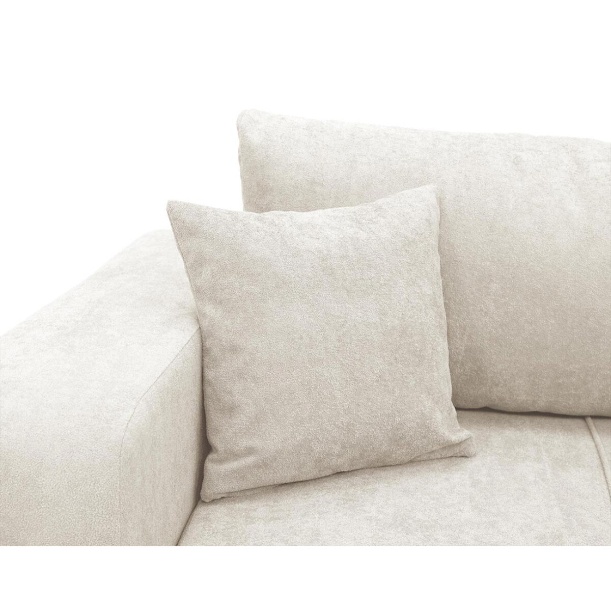 Nicole - Canapé droit 3 places convertible avec coffre en tissu - Beige