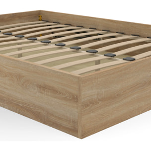 Lit coffre Malta 140x190cm effet bois naturel