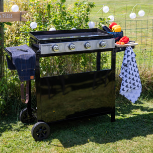 Plancha au gaz MÉRIDA 4 brûleurs + chariot