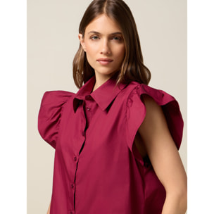 Oltre - Camisa con mangas de aleta - Burgundy