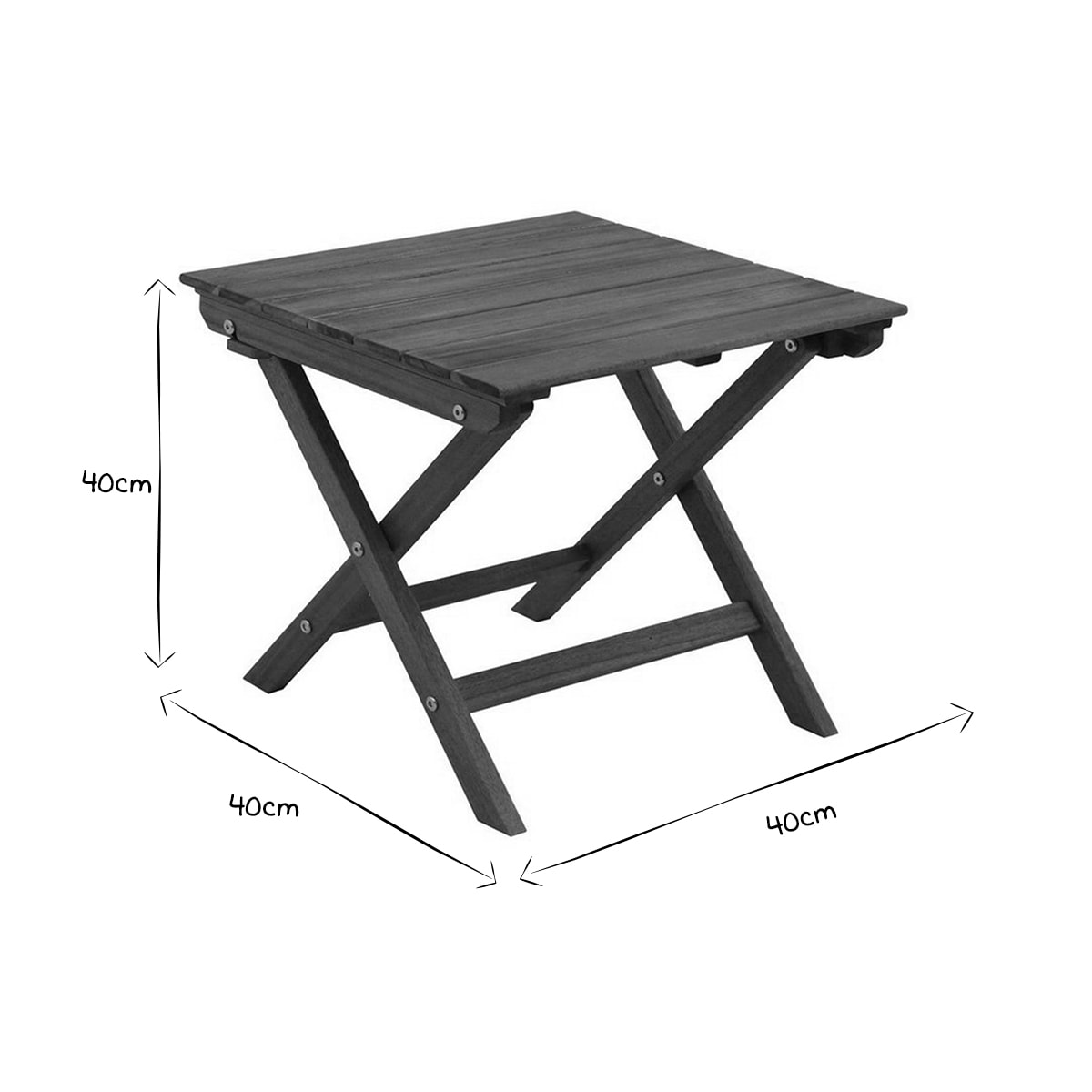 Table basse de jardin pliante en bois massif L40 cm ITZA