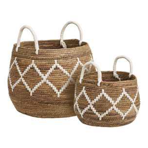 Set 2 cesti Altea in foglia di banana naturale e bianco off-white