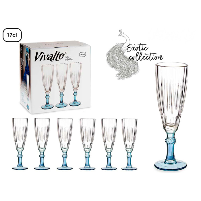 PACK 6 COPAS CAVA COLOR AZUL 170ML