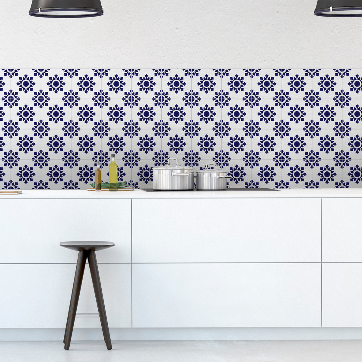 Stickers muraux - Sticker Mural Carrelage adhésif Cuisine Salle de Bain - 24 STICKERS CARRELAGES AZULEJOS MATHIA