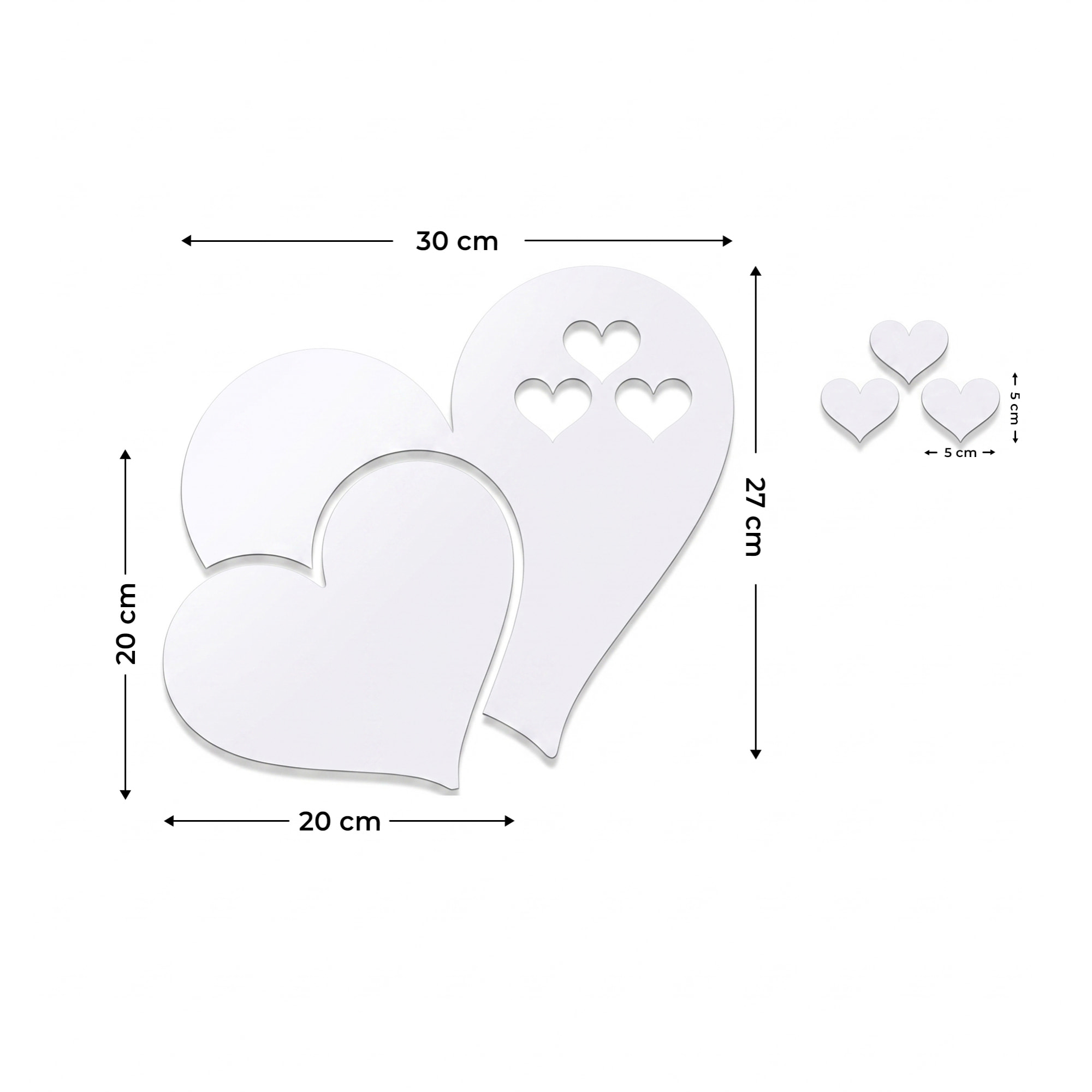 5 stickers miroirs cœurs