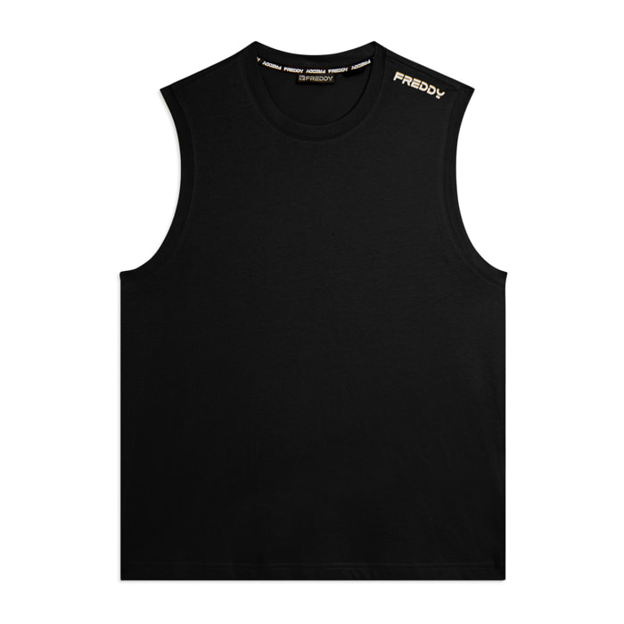 T-shirt senza maniche in jersey di cotone