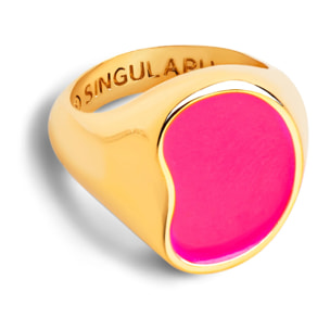 Anelli Signet Bean Neon Pink Enamel Placcato Oro