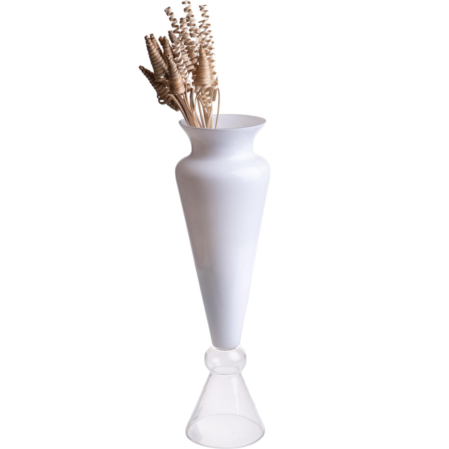 Vaso A Forma Di Anfora Con Piedistallo. Altezza 70 Cm - Pezzi 1 - 18,5X40X18cm - Colore: Bianco - Bianchi Dino - Decori Casa E Complementi