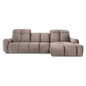 Canapé d'Angle Droit Velours Anacapri, 3 Places, Repose-têtes Ajustables, Style Contemporain